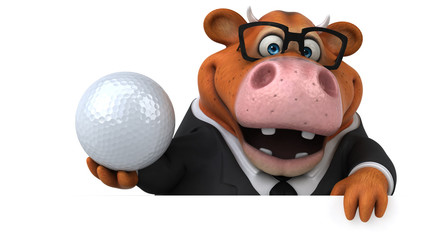 Naklejka premium Fun cow - 3D Illustration