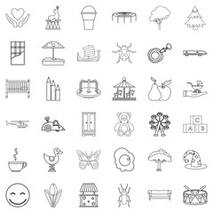 Childminder icons set, outline style