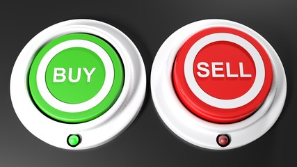 Pushbuttons to buy and sel; buy is selected - 3D rendering