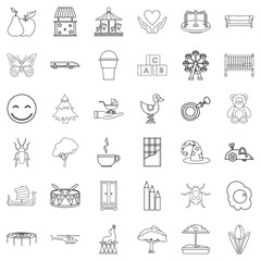 Guardian icons set, outline style