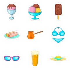 Passion icons set, cartoon style