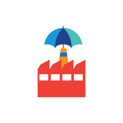 Naklejka premium Umbrella Factory Logo Icon Design