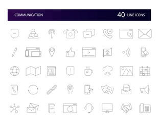 Line icons set. Communication pack. Vector illustration	