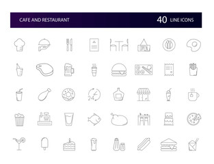 Line icons set. Cafe and Restourant pack. Vector illustration	