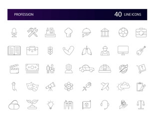 Line icons set. Profession pack. Vector illustration	