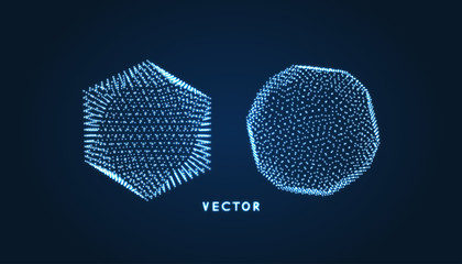 Object with dots. Molecular grid. 3d technology style with particle. Vector illustration. Futuristic connection structure for chemistry and science.