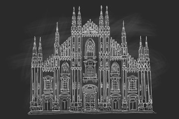 Duomo cathedral in Milan. Vector sketch.