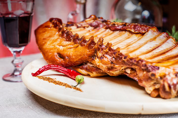 Smoked ribs with spices and vegetables
