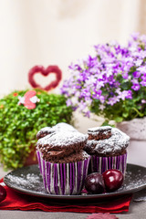 Chocolate muffins and lemonade