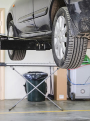 Car in a car repair station