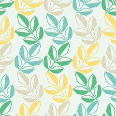 Seamless background with decorative leaves. Pattern with plants. Textile rapport.