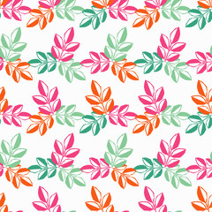 Seamless background with decorative leaves. Pattern with plants. Textile rapport.