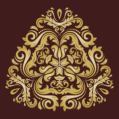 Elegant vector golden triangular ornament in classic style. Abstract traditional pattern with oriental elements. Classic vintage pattern