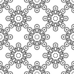 Abstract black and white seamless pattern. Hand drawn vector illustration