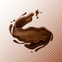 milk chocolate splash. Liquid or chocolate on transperent background.
