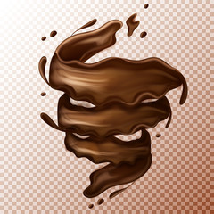 milk chocolate splash. Liquid or chocolate on transperent background.