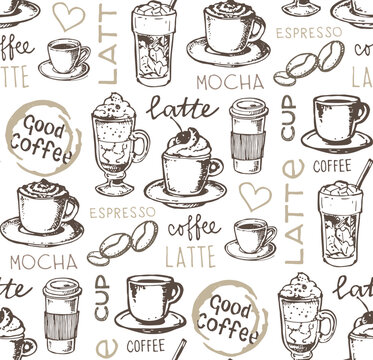 Hand drawn doodle coffee pattern © jane55