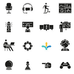 Vector set of icons related to business management, strategy, tactics, career progress and consultation - part 1
