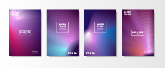 Minimal Liquid cover design set. Future Poster templates with Fluid shapes composition with Geometric halftone colorful gradient texture. vector illustration