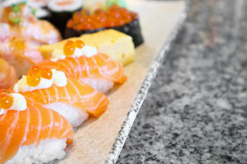 sashimi sushi set on plate Japanese food