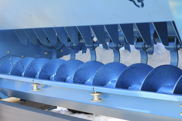 Agricultural machinery, close-up of combine parts