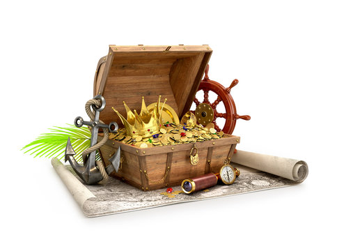 Treasure chest. 3D Illustration