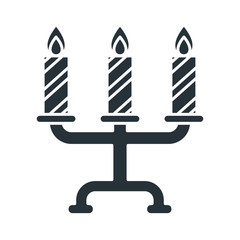 Flat vector Candelabrum for wedding candles. Decoration for Anniversary, Birthday or Christmas Day. Objects isolated on white background.