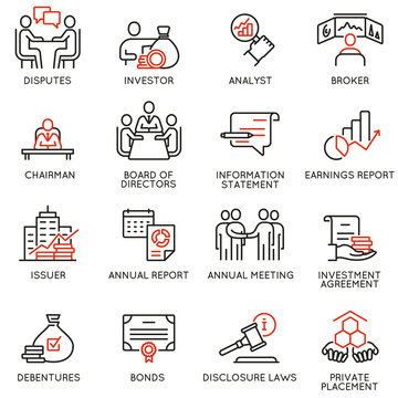 Vector set of linear icons related to business process, team work, human resource management and stakeholders. Mono line pictograms and infographics design elements - part 2