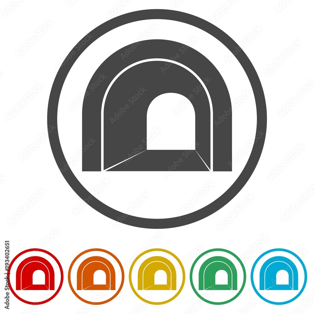 Sticker Road with tunnel icon, 6 Colors Included