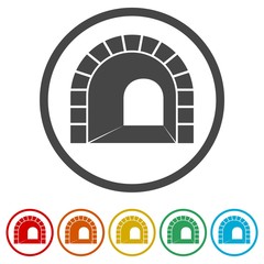 Road with tunnel icon, 6 Colors Included