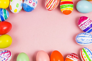 Easter eggs on Pink background