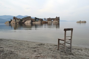 Fototapeta na wymiar Pensive landscape.Hercules. Latmos. Lake BAFA.Turkey