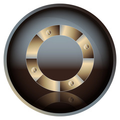 Naklejka premium letter O in a metal retro style in a round frame