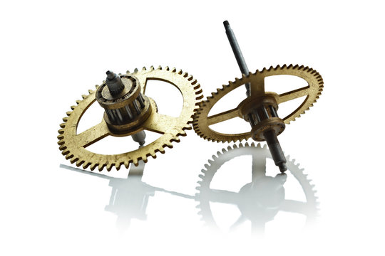 clockwork gears isolated on white