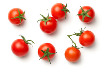 Cherry Tomatoes Isolated on White Background - obrazy, fototapety, plakaty
