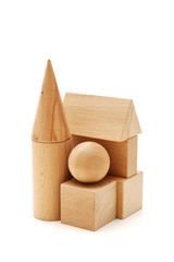 wooden geometric shapes  isolated on a white
