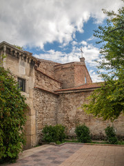 Fototapeta na wymiar Stone patio of ancient stone Armenian church