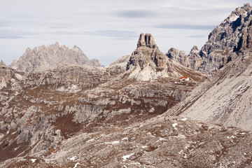 Drei Zinnen Hütte  in den Dolomiten. Italien