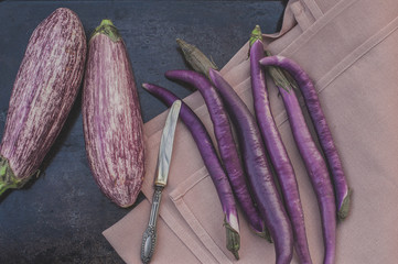 Italian purple striped eggplants with perline