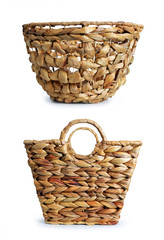 Bamboo basket isolated on a white background.