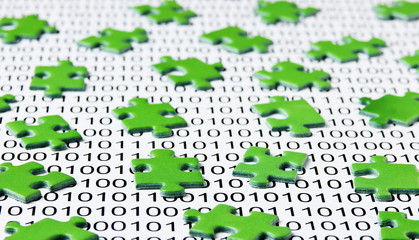 green puzzles and binary code