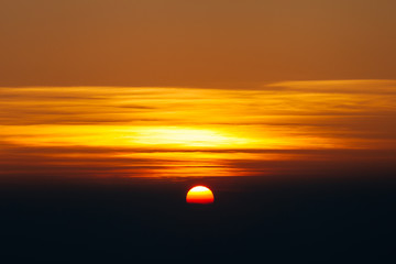 Sunrise in the morning and orange sky