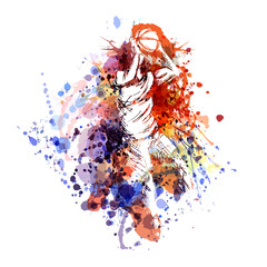 Obraz premium Vector color illustration of a basketball player