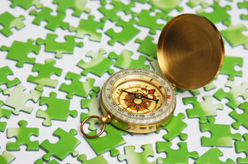 compass on the green puzzle