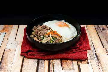 Handmade Korean bibimbap ready to eat