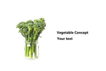 baby broccoli on white background. Vegetable concept