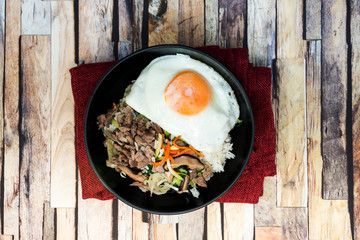 Handmade Korean bibimbap ready to eat