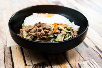 Handmade Korean bibimbap ready to eat