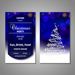 Set of stylized Christmas tree invitation, flyer