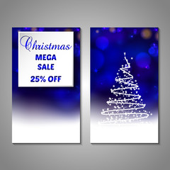 Set of stylized Christmas tree invitation, flyer